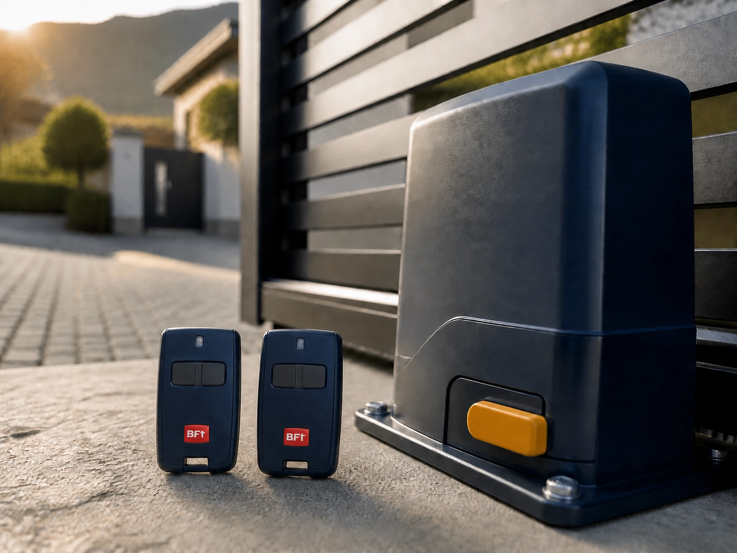 Dois comandos BFT MITTO COOL C2 junto a um automatismo de portão